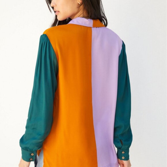 Farm Rio Colorblock Button-Down Blouse - Picture 2 of 5